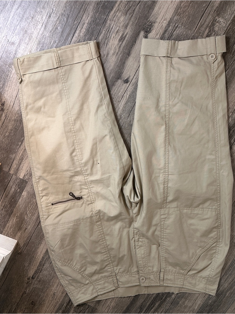 Alia Beige/Tan Capris with Side Zipper Pocket